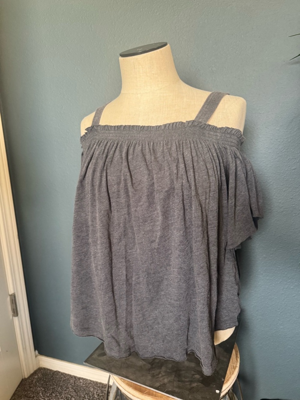 We The Free Gray Off-Shoulder Tank Top